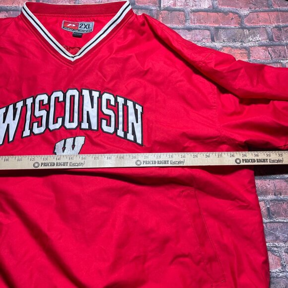 Vintage Wisconsin Badgers Jacket Men's Size 2XL Pro Player Pullover Red Football - Picture 6 of 7